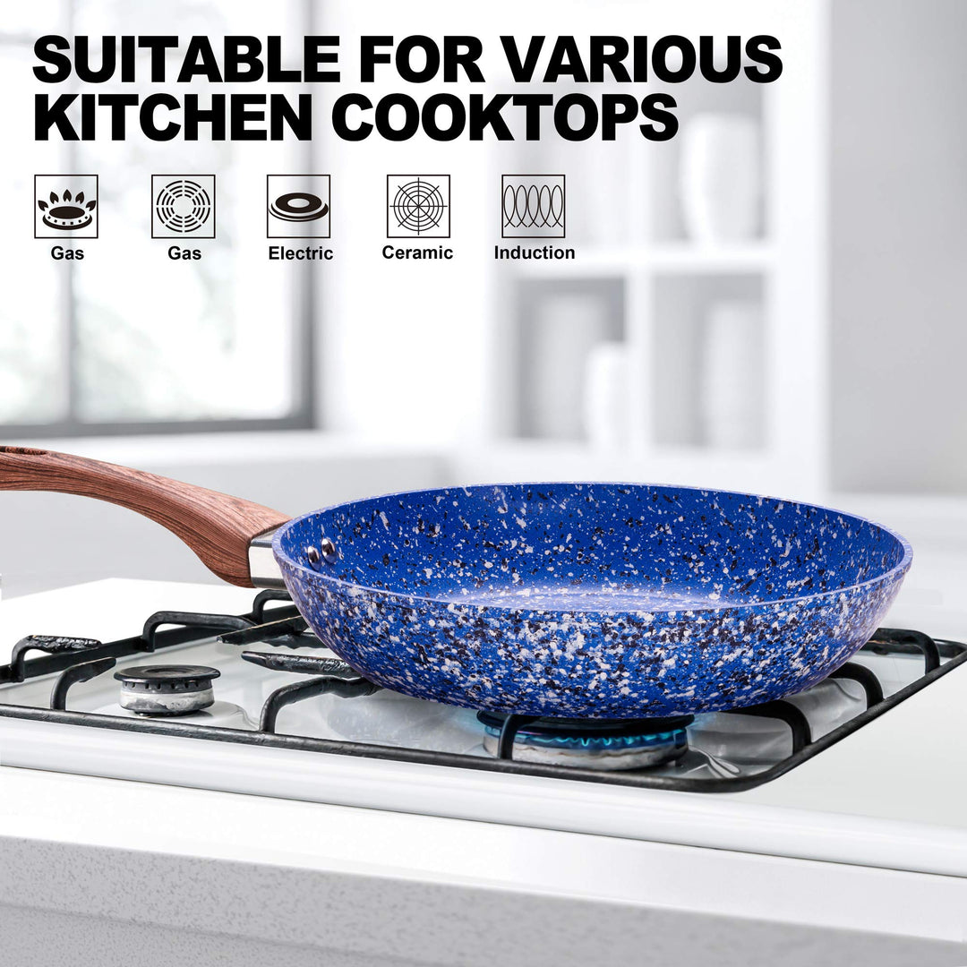 Frying Pan Set, 9.5 &amp; 11 Nonstick Frying Pans with Stone-Derived Coating, Nonstick Pans Set, Stone Skillets Nonstick, Stone Pans, Stone Frying Pans, Induction Compatible, 9.5 &amp; 11