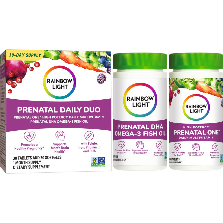 Prenatal Daily Duo Multivitamin Kit, With Prenatal One Daily Multivitamin and Prenatal DHA Omega-3 Fish Oil for Mom's Health and Baby's Development Support, 30 Count