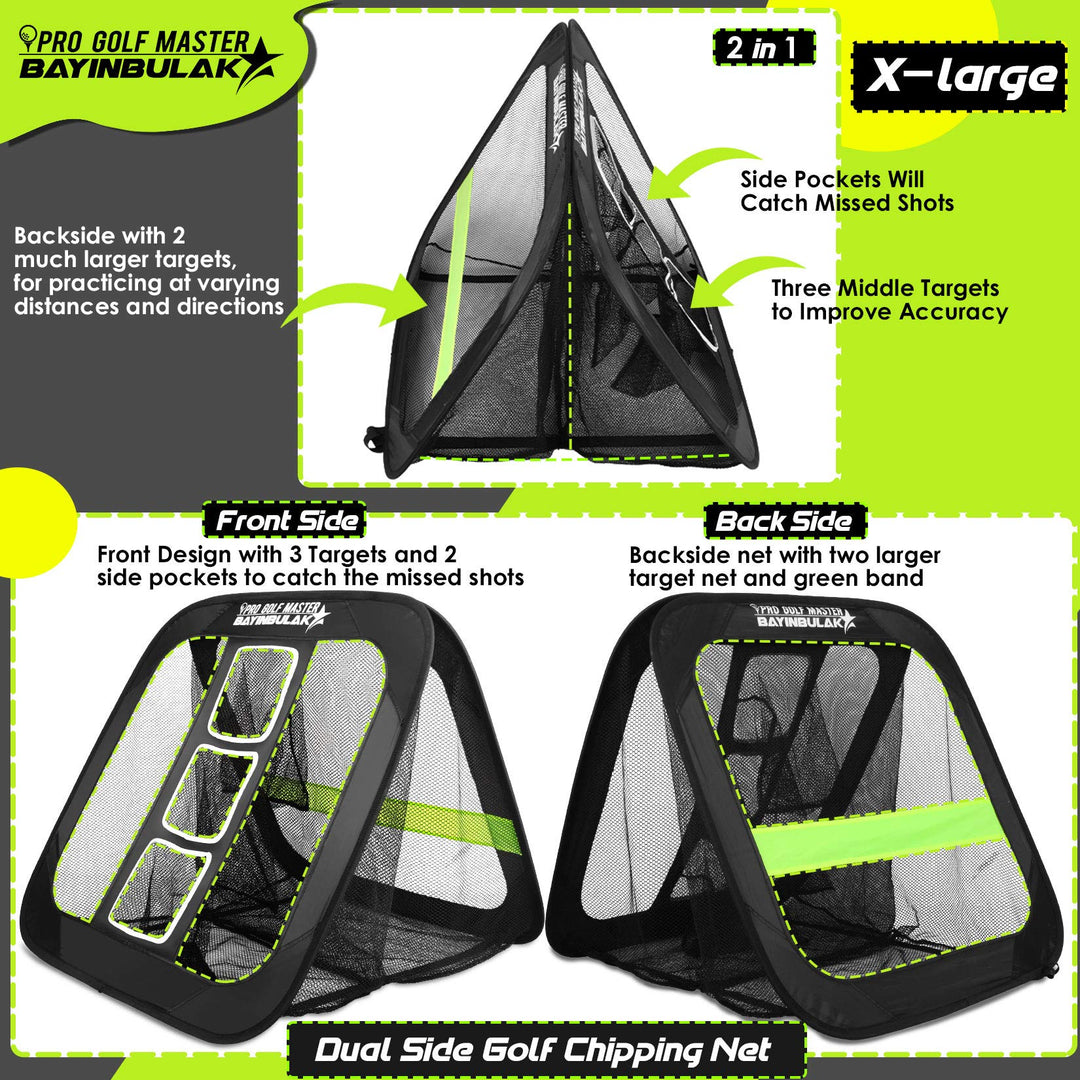 2 in 1 Golf Chipping Practice Net Backyard Driving 2.5&#39;×2.5&#39; Golf Accessories for Men Women Souvenirs, 1 Pack