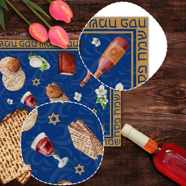 Nepnuser Linen Passover Table Runner Pesach Jewish Sede