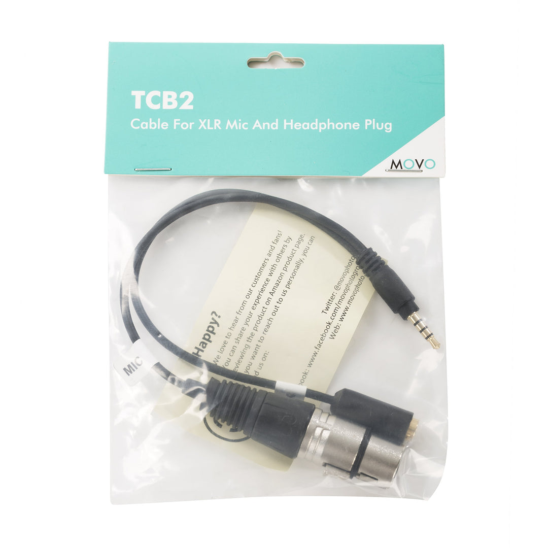 Movo TCB2 XLR Microphone to TRRS Smartphone Adapter wit