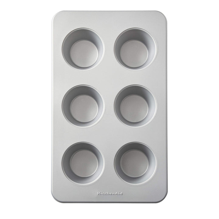 Nonstick Aluminized Steel Mega Muffin Pan, 6-Cup, Silver