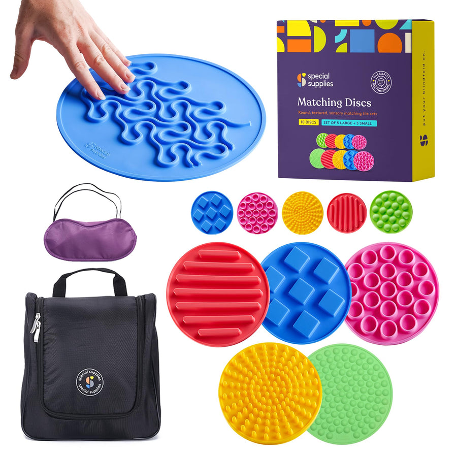 Matching Game Sensory Discs, 5 Sets, Tactile Stimulation for Kids, Supports Autistic and Processing Challenges, Calming and Stimulating Early Learning Play, Eye Mask Included