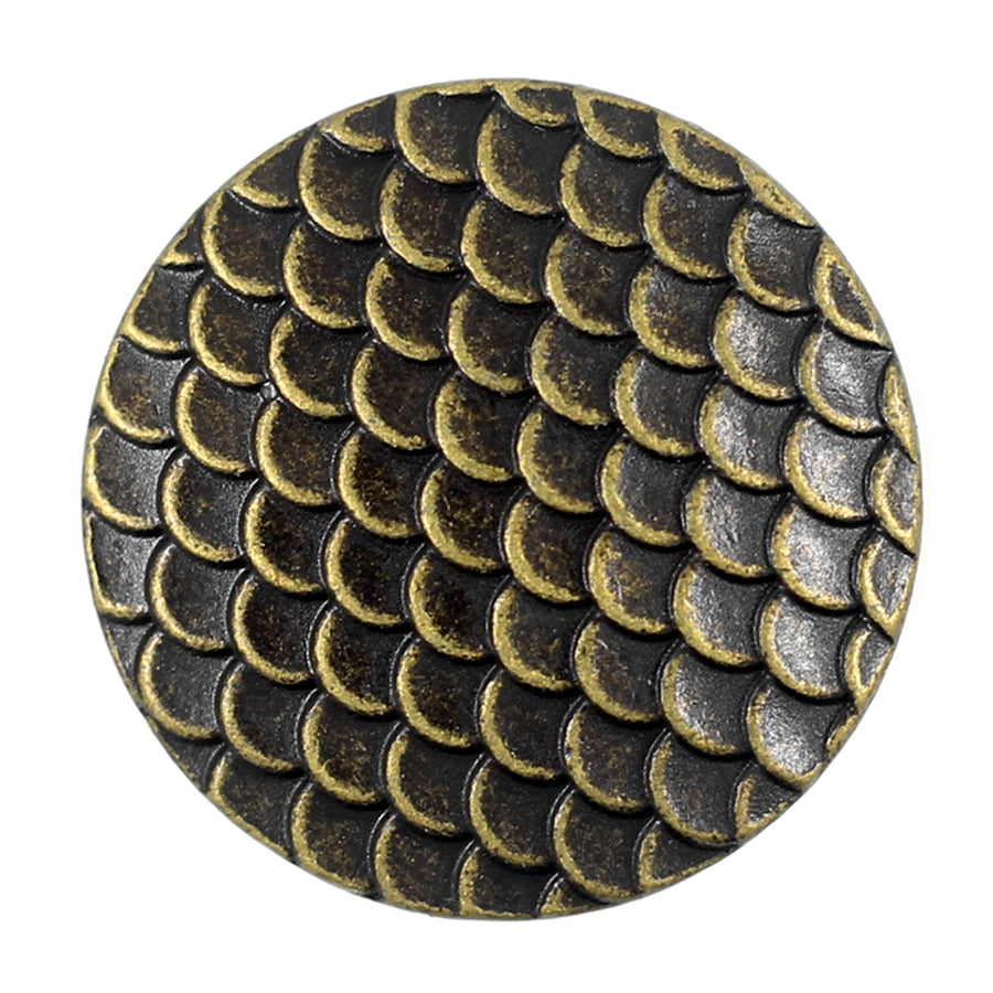 Bezelry 10 Pieces Dragon Scales Metal Shank Buttons. 23mm (7/8 inch) (Antique Brass)