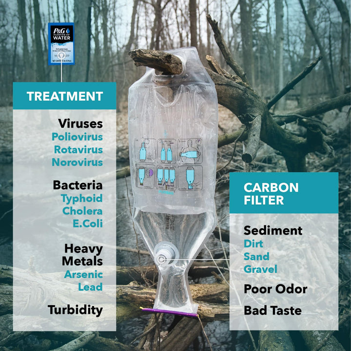 Puribag Gravity Water Filter - Portable Water Filtration System and Backpacking Water Filter for Camping, Hiking and Emergency Water Treatment - Hangs Anywhere