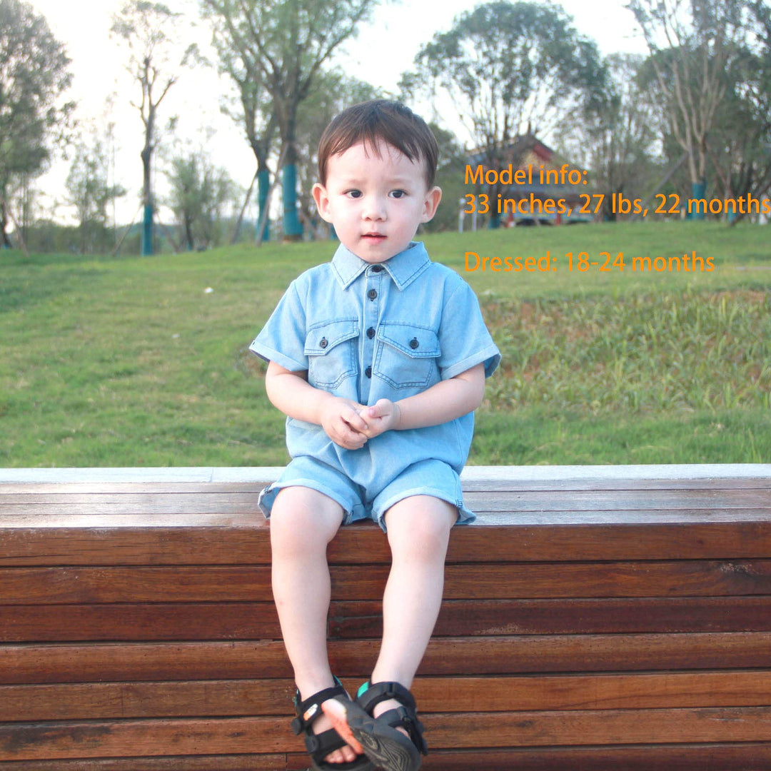 Baby Boy Jeans Shorts Infant 1 Piece Shirt Polo Suit Point Collar Overalls Cotton Jumpsuit Denim Romper,3-6 Months