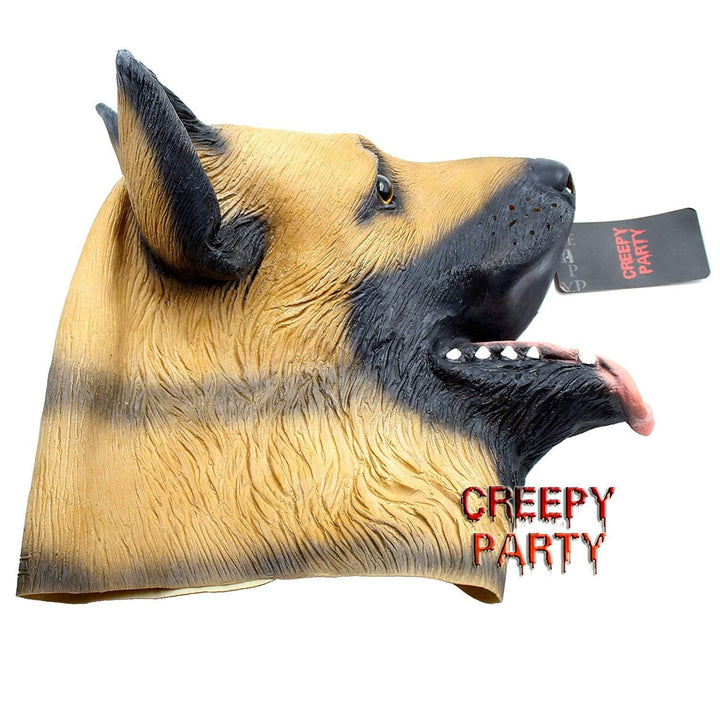 Novelty Halloween Party Latex Animal Dog Head Mask Sounding German Shepherd (Silent)