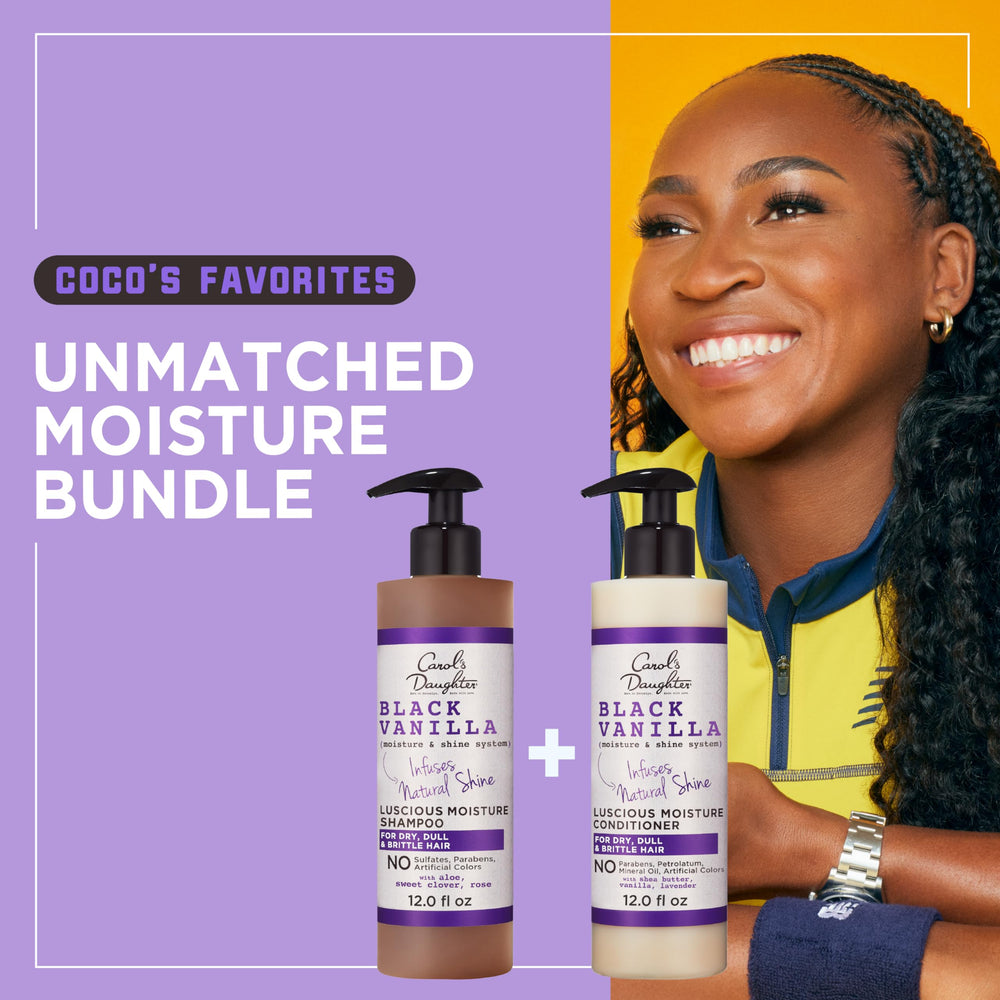 Black Vanilla Sulfate Free Shampoo and Conditioner Set for Curly, Wavy or Natural Hair, Moisturizing Hair Care for Dry, Damaged Hair, 1 Kit