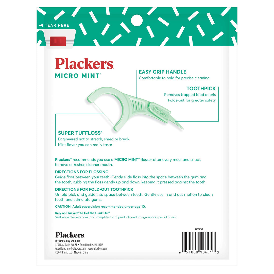 Plackers Micro Mint Dental Floss Picks, 150 Count, 2 Pa