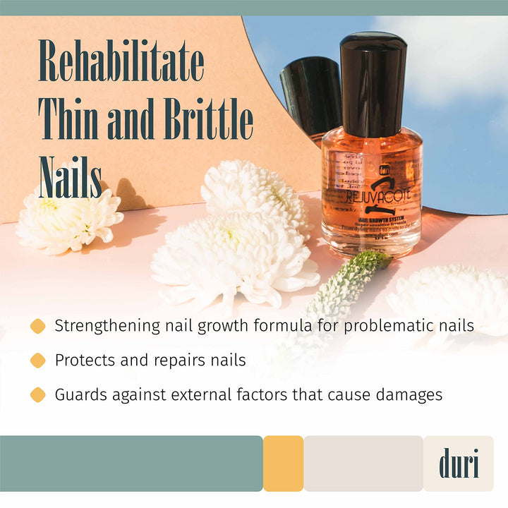 Rejuvacote 2 Nail Growth System Sensitive Formula - Nail Hardener and Strengthener for Brittle, Breaking, Splitting Nail Repair - 0.61 fl. oz.