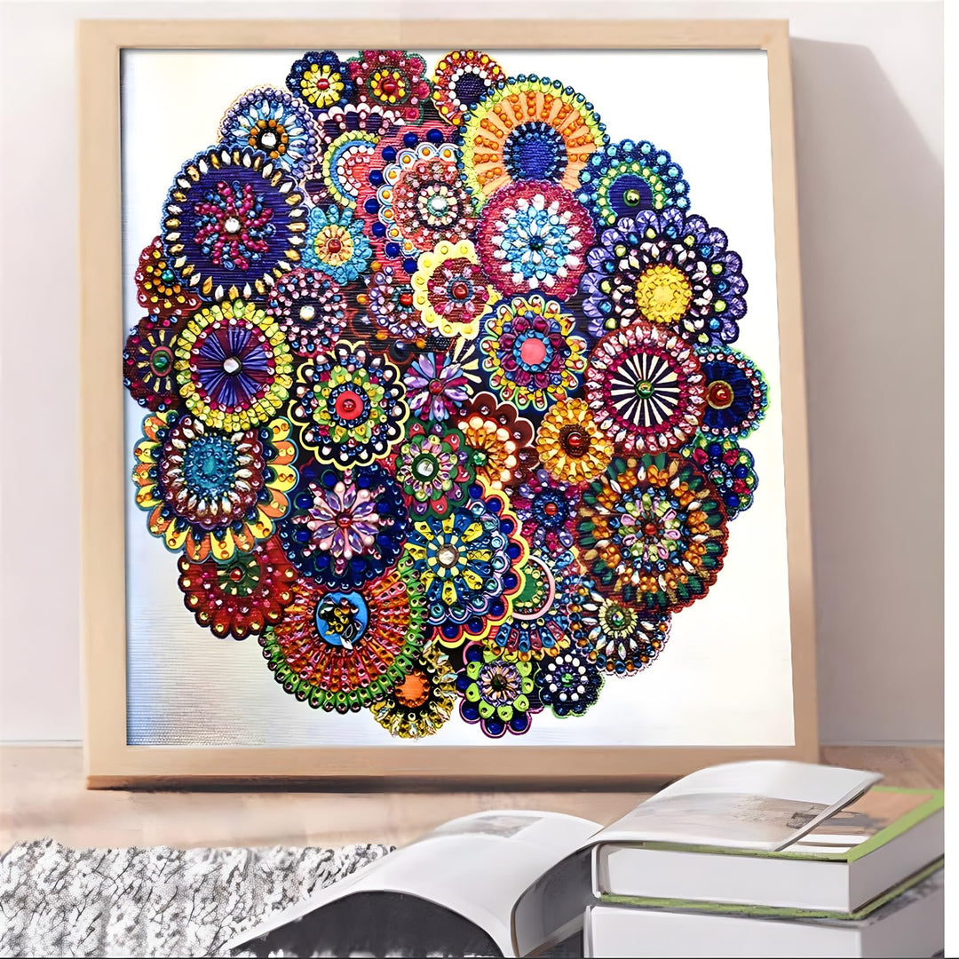 Diamond Painting DIY 5D Special Shape Rhinestone, Mandala Flower, Partial Diamond Crystal Diamond Painting Mandala Set