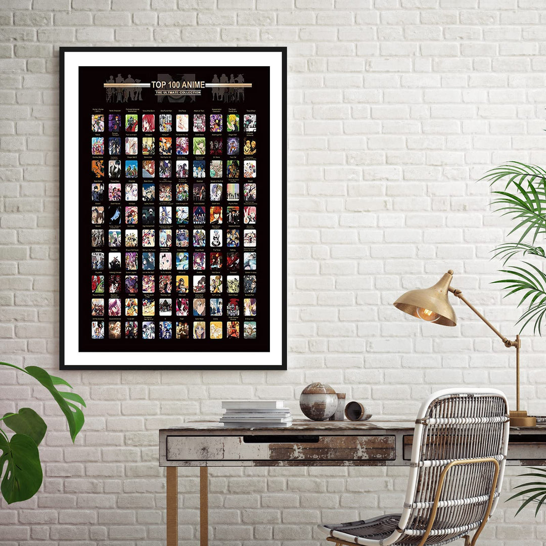Anime Poster-Anime Sratch Off Poster, Top Japanese Anime Bucket List, Anime Decor and Anime Gifts for Anime Lovers (16.5&#39;&#39; x 23.4&#39;&#39;)