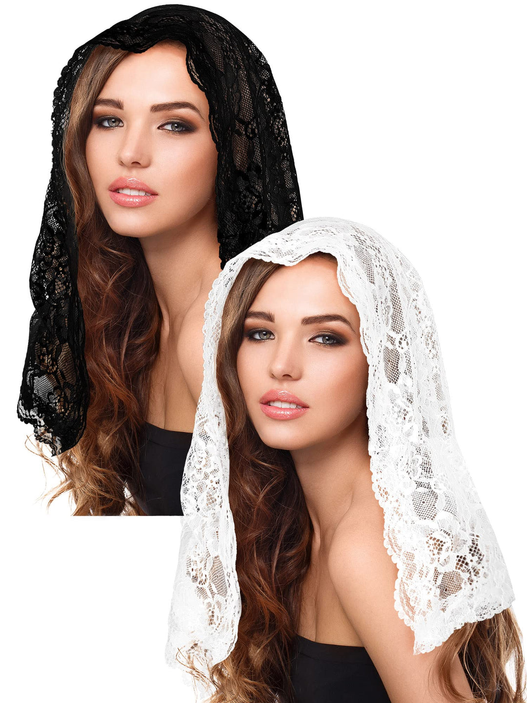 Bencailor 2 Pcs Lace Veils for Church Mantilla Catholic