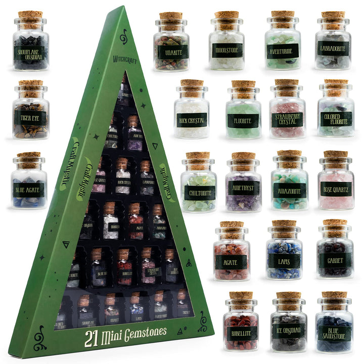Crystals for Witchcraft Supplies in Spell Jars - 21 Set
