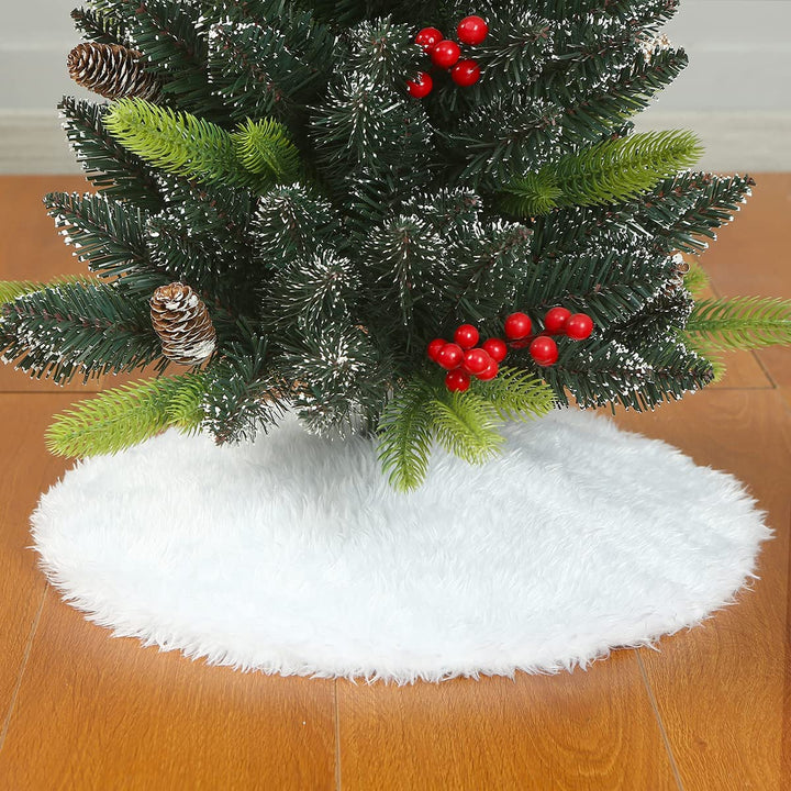 Sattiyrch Faux Fur Christmas Tree Skirt 18in,Xmas White