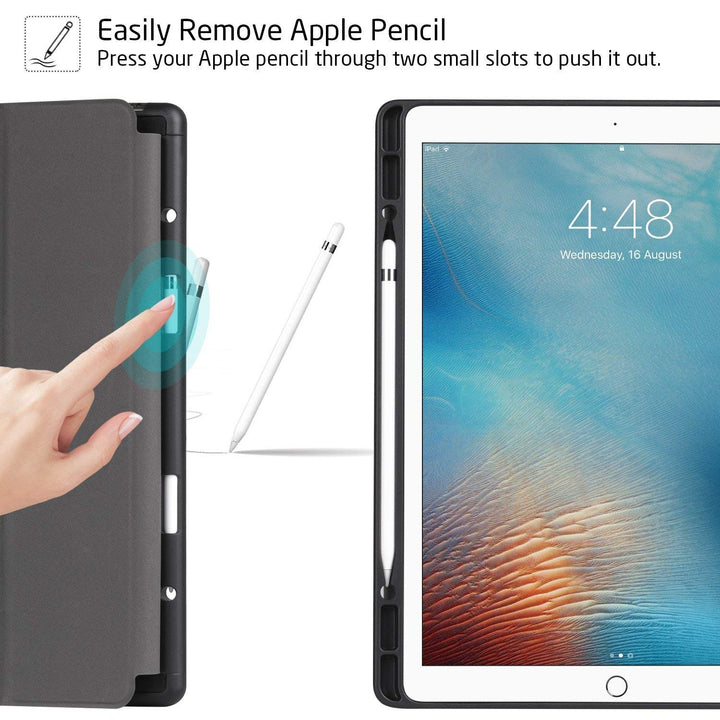 Ztotop Case for iPad Pro 12.9 Inch 2017/2015 with Pencil Holder- Lightweight Soft TPU Back Cover and Trifold Stand with Auto Sleep/Wake,Protective for iPad Pro 12.9 Inch(1st &amp; 2nd Gen),Black