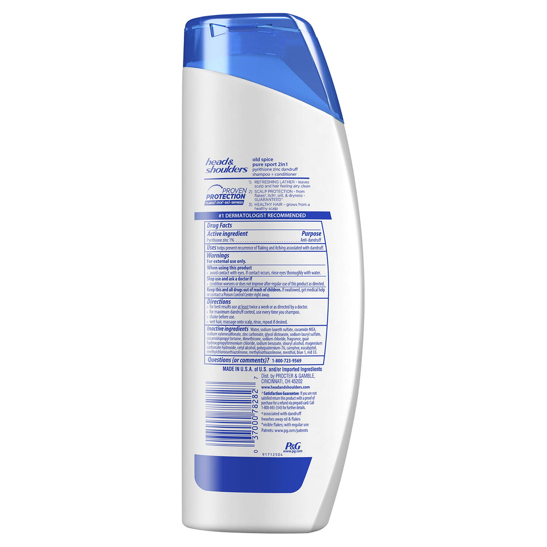 Head &amp; Shoulders Old Spice Pure Sport Dandruff 2 in 1 Shampoo and Conditioner, 12.8 Fl Oz