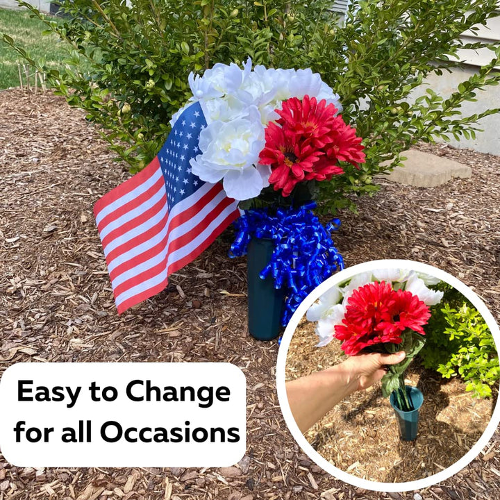 Evelots Set Of 6 Cemetery Grave Patriotic Memorial Veterans Flower Cone Vases 7