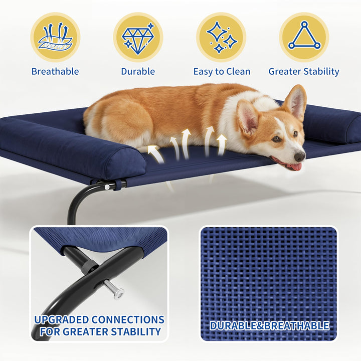 Elevated Dog Bed, Western Home Raised Dog Bed Cot for Large Medium Small Dogs, Portable Pet Cot for Indoor and Outdoor with Breathable Mesh, Durable Frame and Skid-Resistant Feet