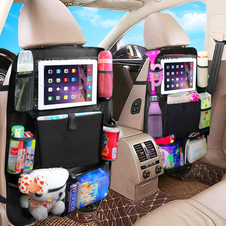 Heavy Duty Car Seat Organizer,Upgraded Backseat Car Organizer with 8 Pockets,Durable Backseat Organizer for Kids with Tablet Holder,Car Travel Accessories,Kick Mats Back Seat Protector-2 Pack