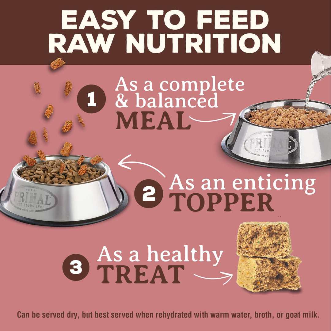Primal Freeze Dried Raw Dog Food Nuggets, Turkey &amp; Sardine Complete &amp; Balanced Meal, Also Use as Topper or Treat, Premium, Healthy, Grain Free, High Protein Raw Dog Food, 14 oz
