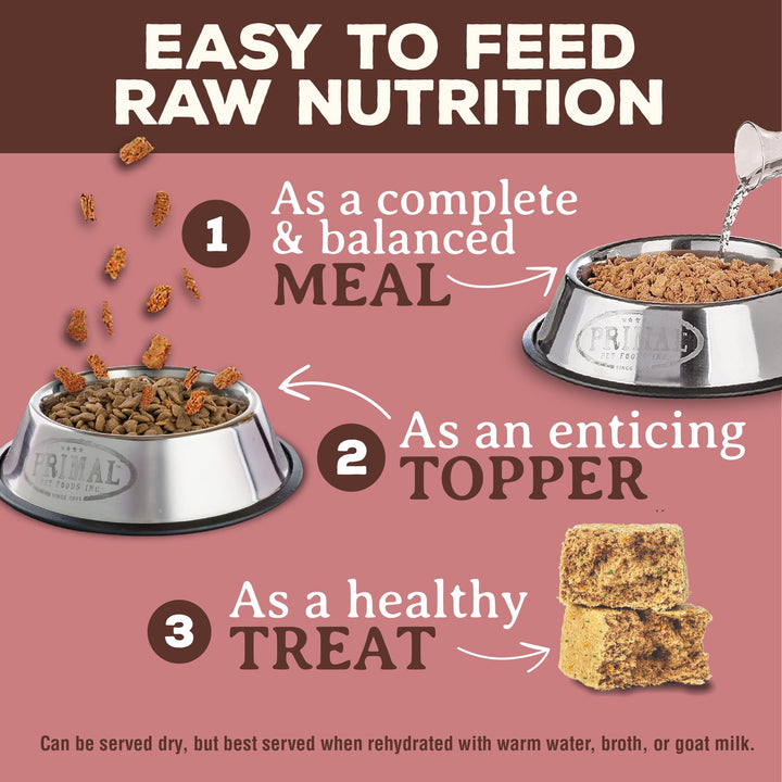 Primal Freeze Dried Raw Dog Food Nuggets, Turkey &amp; Sardine Complete &amp; Balanced Meal, Also Use as Topper or Treat, Premium, Healthy, Grain Free, High Protein Raw Dog Food, 14 oz