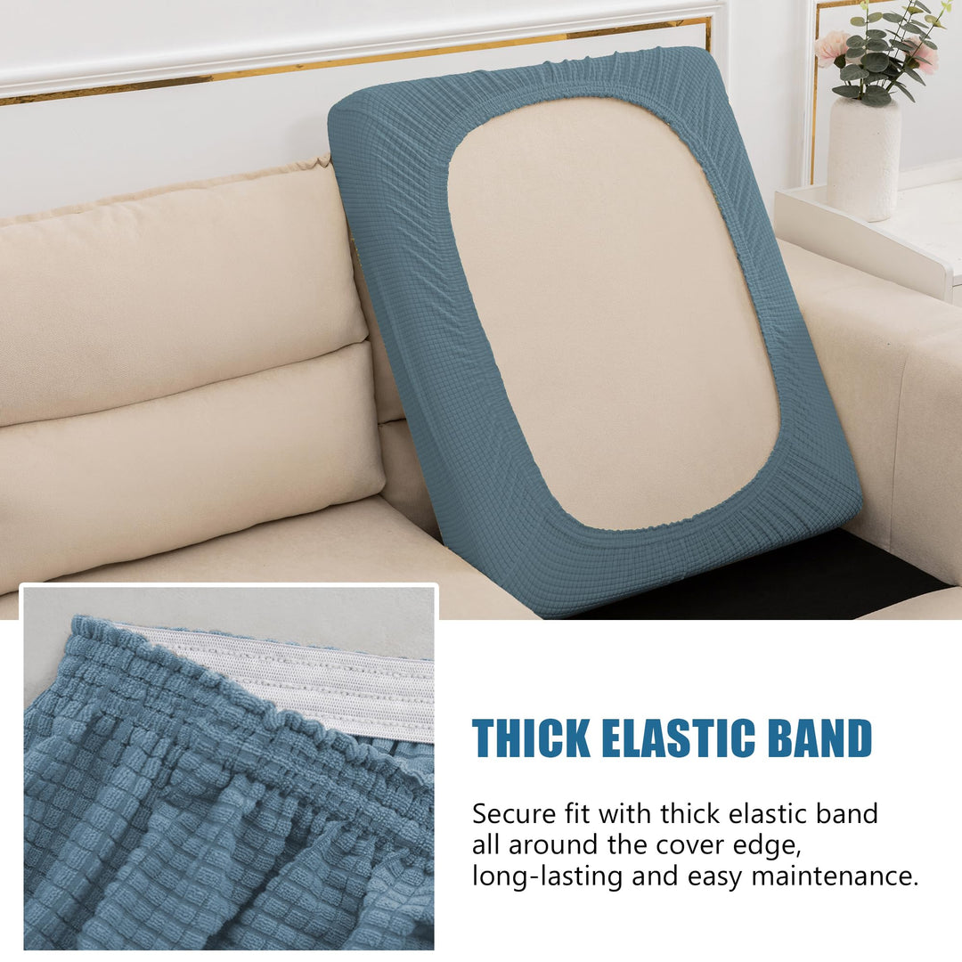 Water Repellent Sofa Seat Slipcovers Stretch Cushion Covers, Seaters Replacement for Furniture Protector, Soft Flexibility with Elastic Bottom (Small, Dusty Blue)