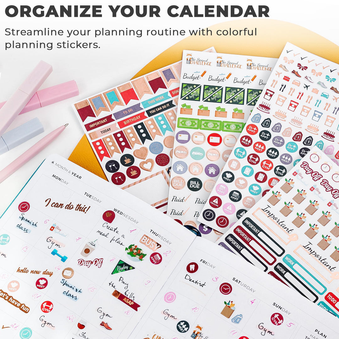Planner Stickers – Monthly, Weekly &amp; Daily Planner Stickers 14 Sheets Set of 1360+ Unique Stickers (Value Pack)