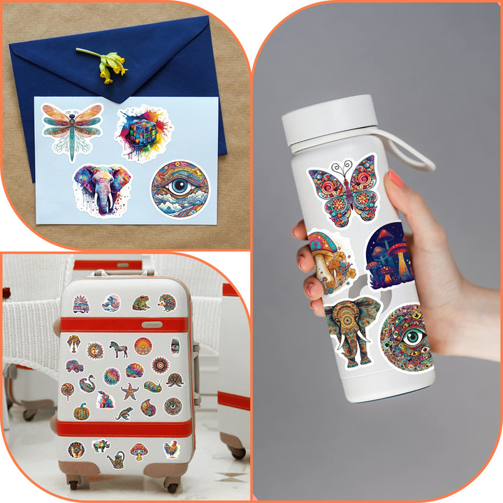 100Pcs Hippie Stickers for Adults, Peace Love Stickers Vinyl Waterproof Stickers for HydroFlask Water Bottle Laptop Computer Skateboard