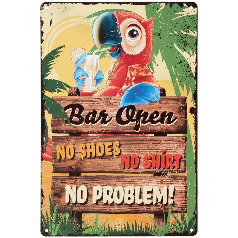 Tiki Bar Sign, Tiki Bar Decor with No Shoes, No Shirt, No Problem Design, 8x12, 4 Screws Incl, Fun Tiki Sign for Your Tiki Bar, Tiki Bar Decorations for Outside Patio