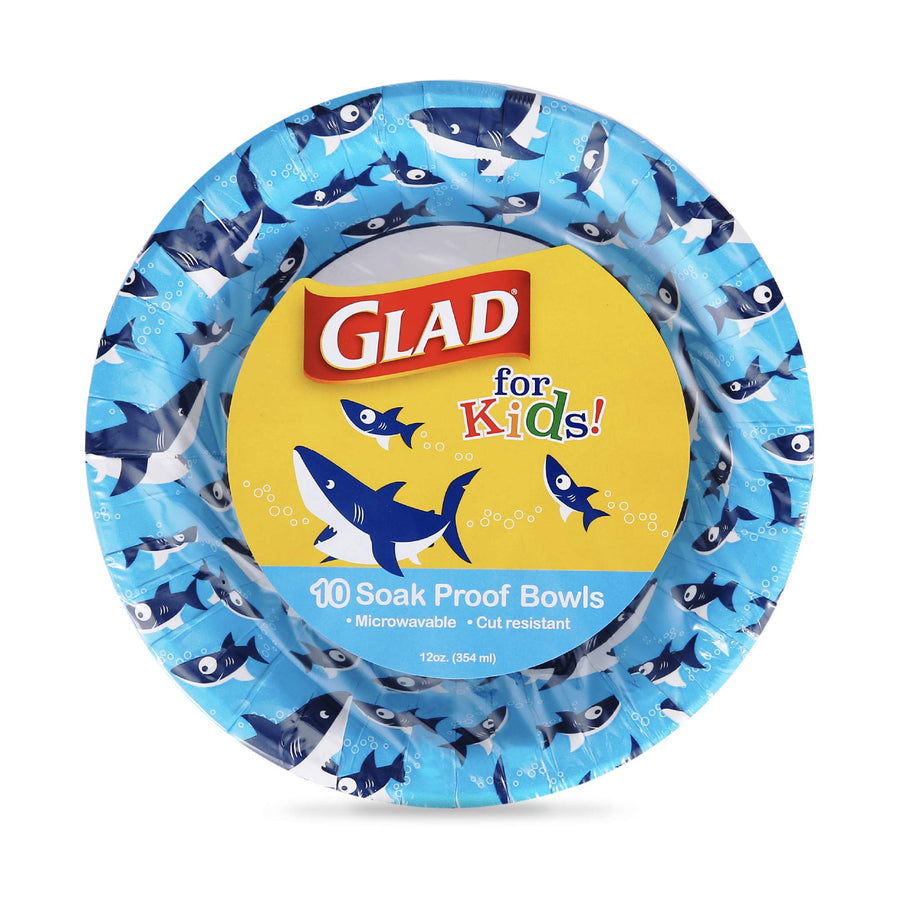 Glad for Kids Paper Bowls in Shark Print, 12 Ounce Bowl