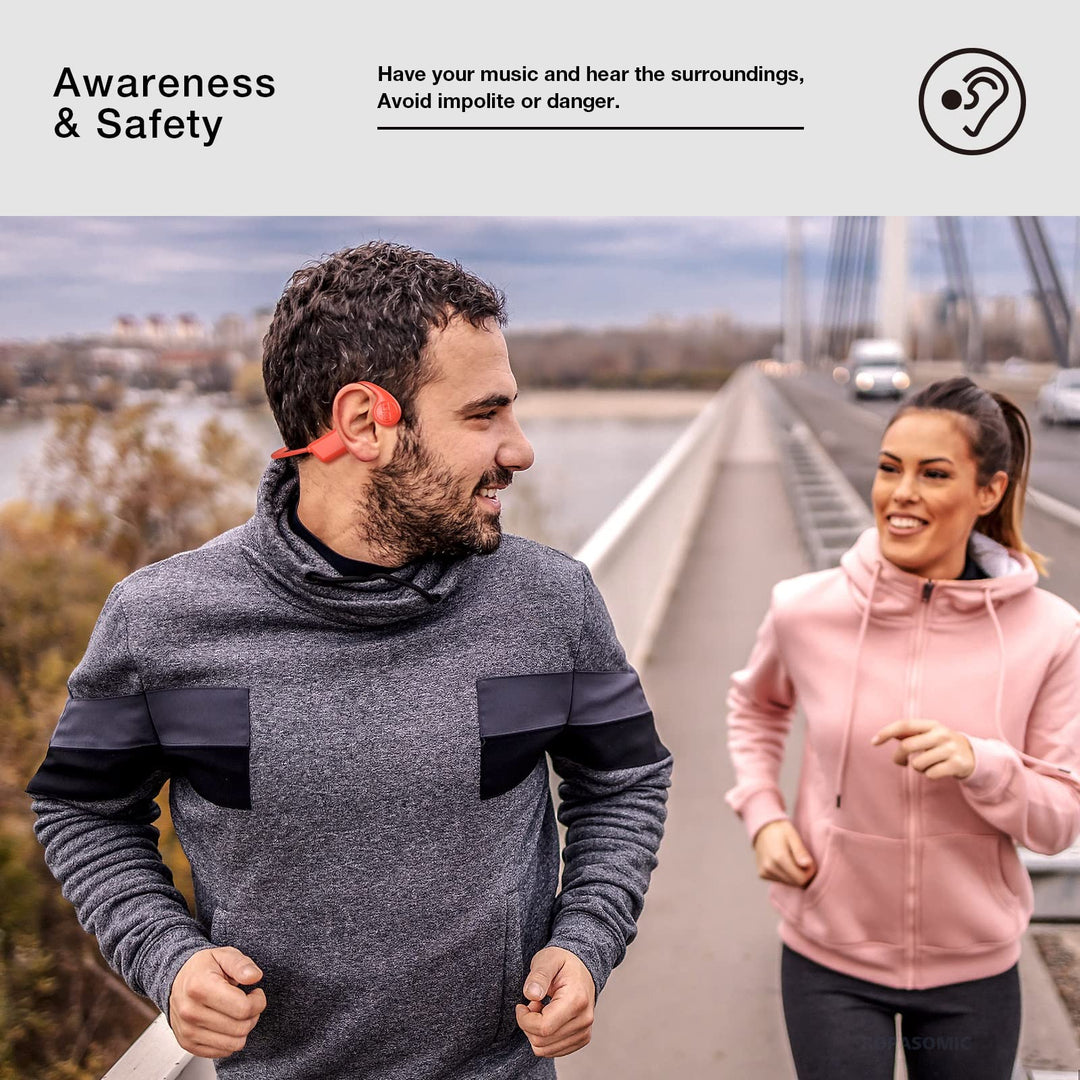 Bone Conduction Headphones, 12 Hours Playtime Bluetoeth 5.3 Headset Open Ear Wireless Earphone - IP55 Sweatproof Built-in Mic,Perfect for Running Cycling Hiking Workouts(Orange)