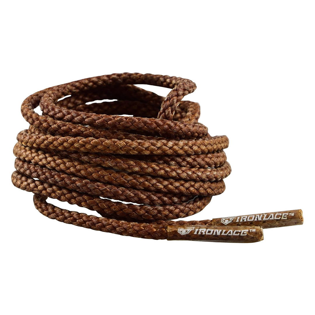 Unbreakable Round Bootlaces - Indestructible, Waterproof &amp; Fire Resistant Boot &amp; Shoe Laces, 1500-Pound Breaking Strength/Pair, Brown, 63-Inch, 3.2mm Diameter, 1-Pair