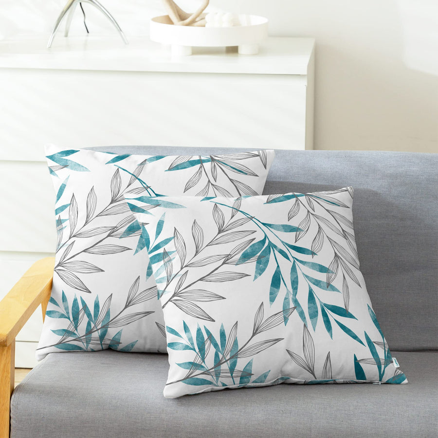 CaliTime Throw Pillow Cases Pack of 2 Cozy Fleece Water