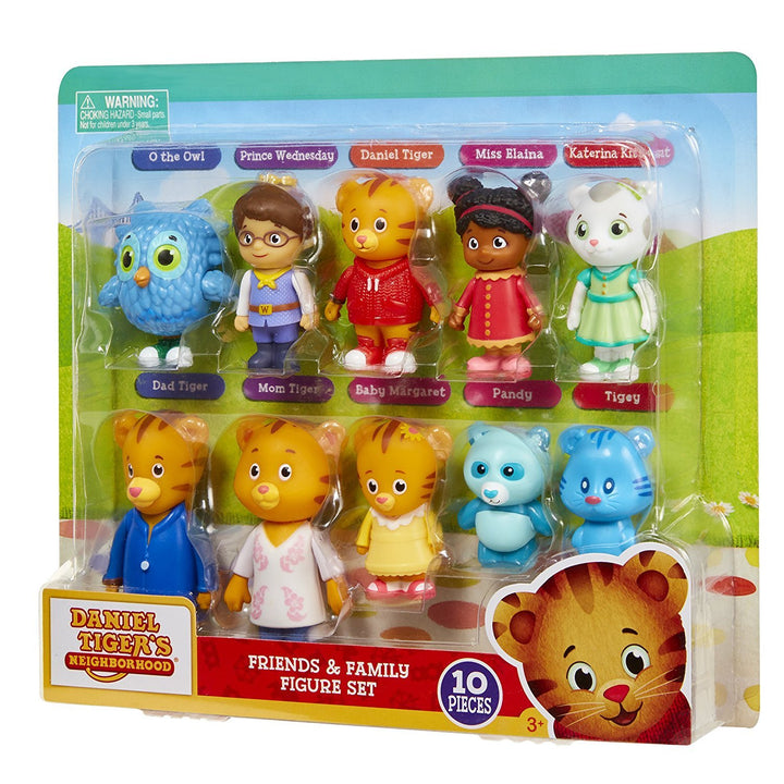 Daniel Tiger&#39;s Neighborhood Friends &amp; Family Figure Set (10 Pack) Includes: Daniel, Friends, Dad &amp; Mom Tiger, Tigey &amp; Exclusive Figure Pandy [Amazon Exclusive]