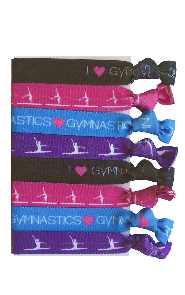 8 Piece Gymnastics Hair Elastic Set - Accessories for Gymnasts, Women, Girls, Gymnastics Teachers and Coaches, Gymnastics Classes - MADE in the USA