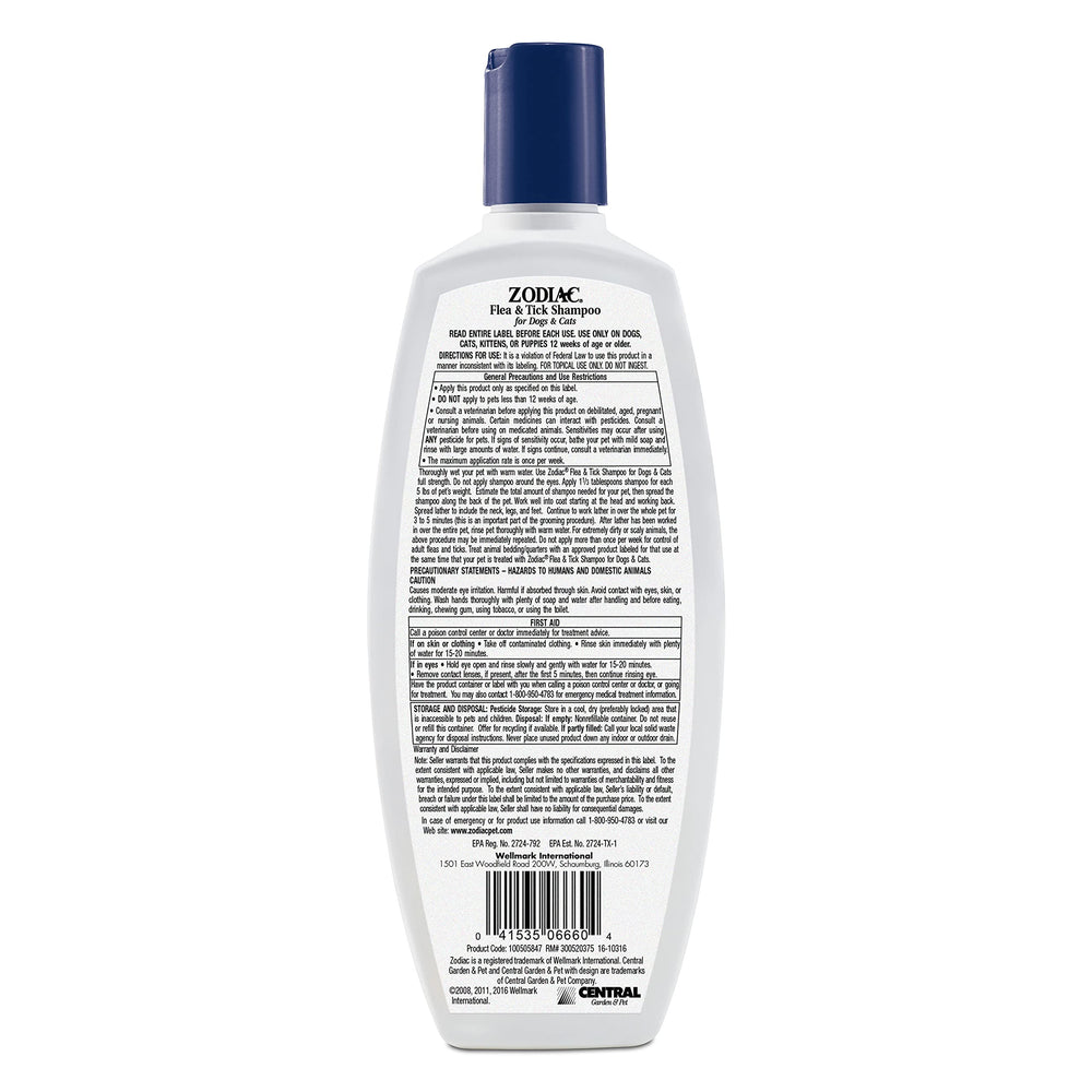 Flea & Tick Shampoo for Dogs & Cats, 12-ounce