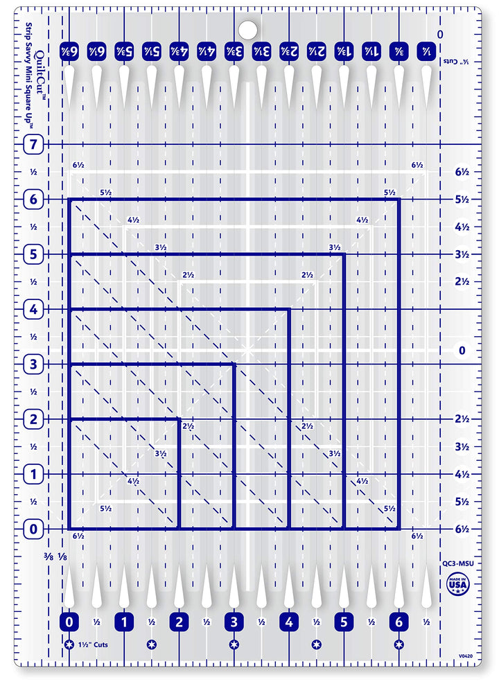 QuiltCut Strip Savvy Mini Square Up Slotted Quilting Ru