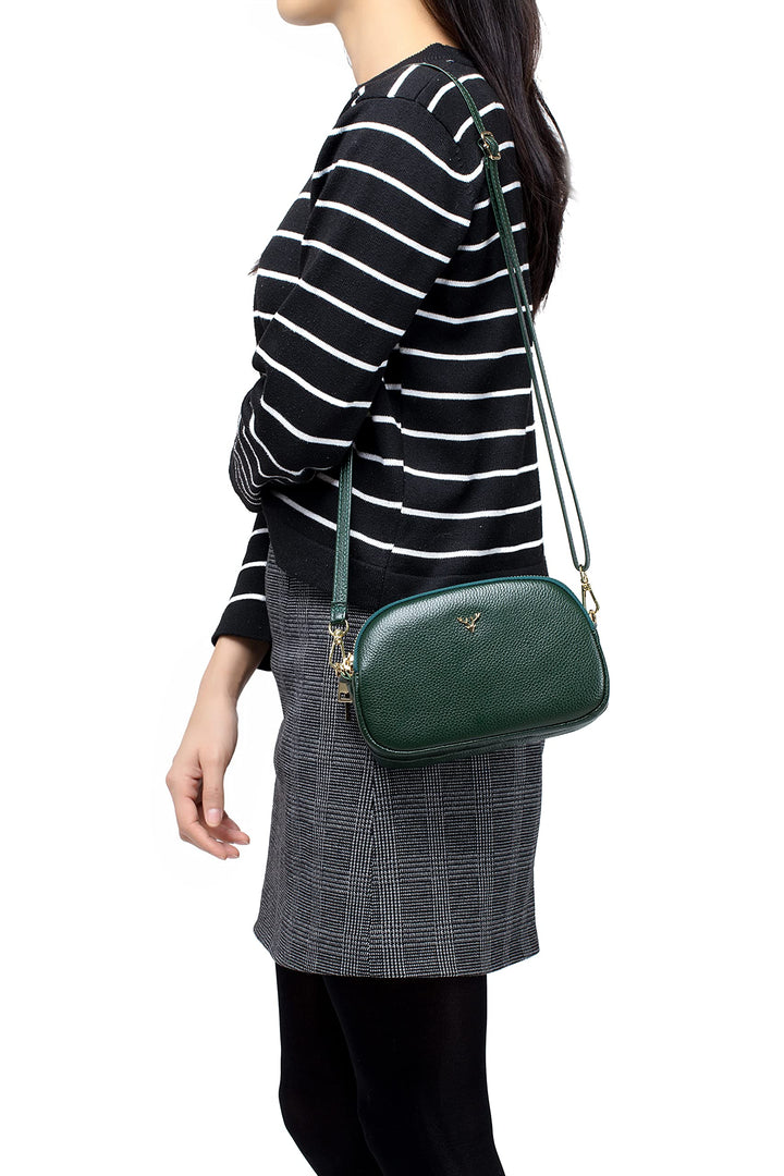Triple Zip Small Crossbody Bags Genuine Leather Shoulde