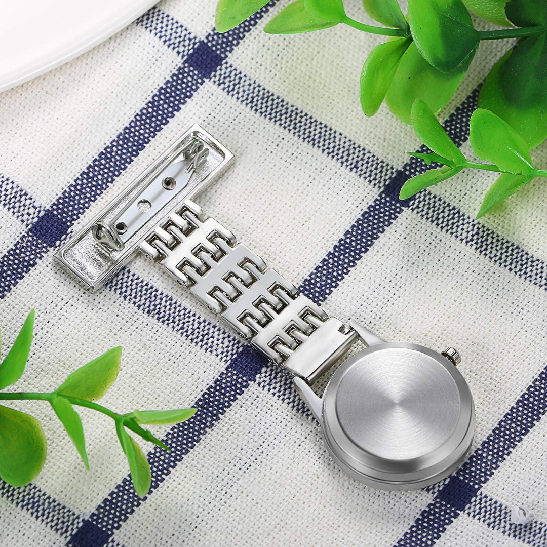 Nurse Watch with Second Hand for Women and Men Doctor Paramedic Tunic Lapel Pin-on Brooch Fob Quartz Watch Large Arabic Numeral Mark - 5 Pack