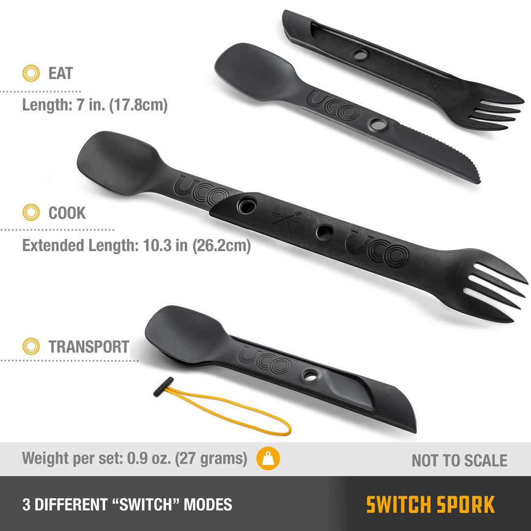 2-Piece Switch Spork Camping Spoon-Fork-Knife Utensil