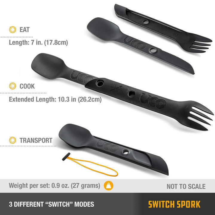 2-Piece Switch Spork Camping Spoon-Fork-Knife Utensil