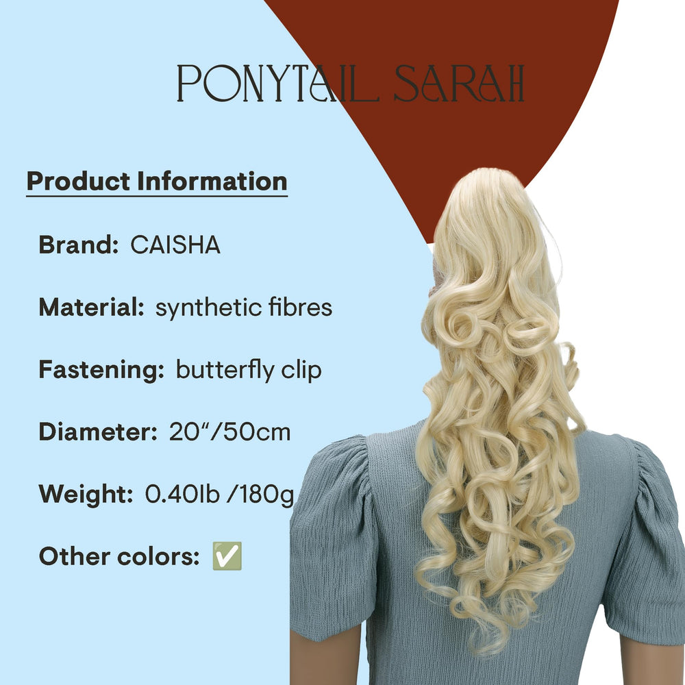 platiblond #88T613 H2 : 24 & 145g Hair Piece Pony Tail Extension (BLONDE PLATINUM) Very Long & Voluminous Curled Wavy Heat-Resisting