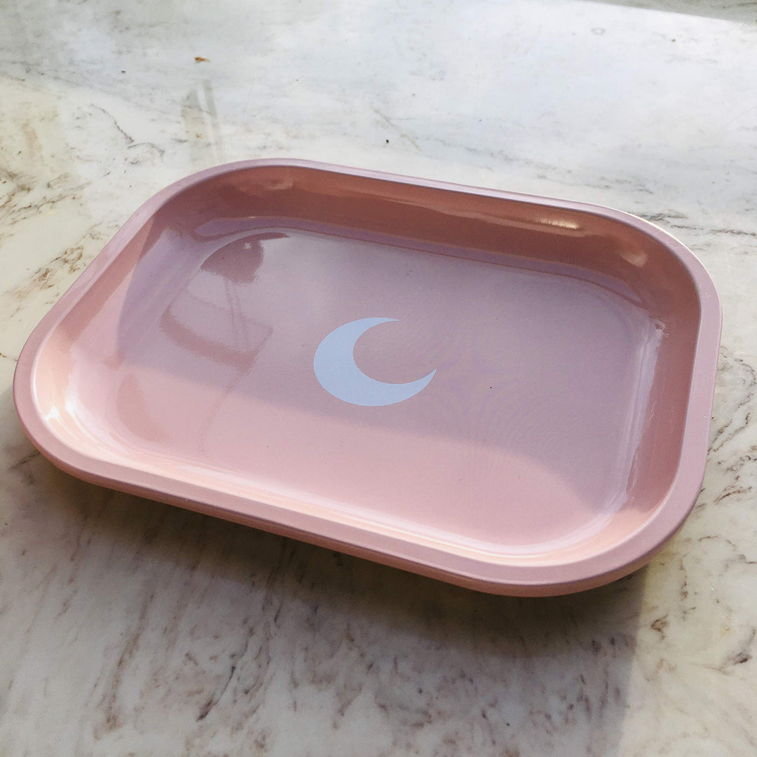 Metal Tray Small Pink Lightweight Tray - Curved Edges a