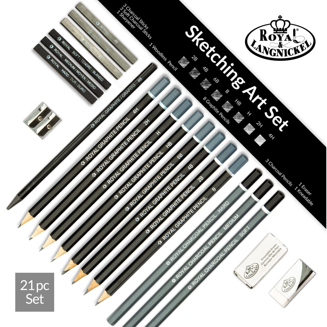 Royal &amp; Langnickel RART-200 Essentials Sketching Pencil Set, 21-Piece