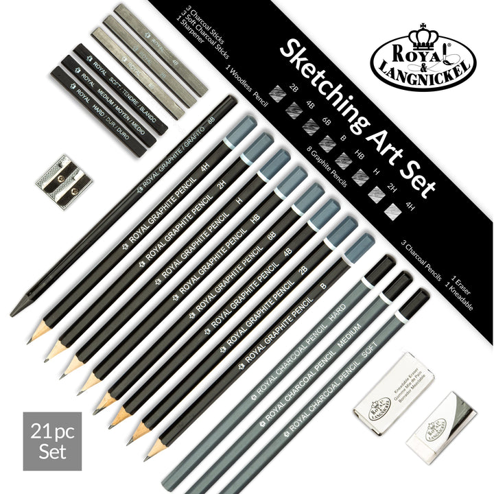 Royal &amp; Langnickel RART-200 Essentials Sketching Pencil Set, 21-Piece