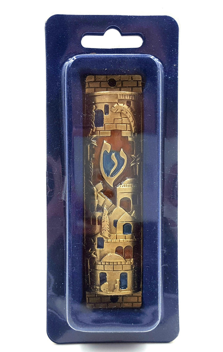 TALISMAN4U Gold Enamel Jewish MEZUZAH CASE with Scroll 