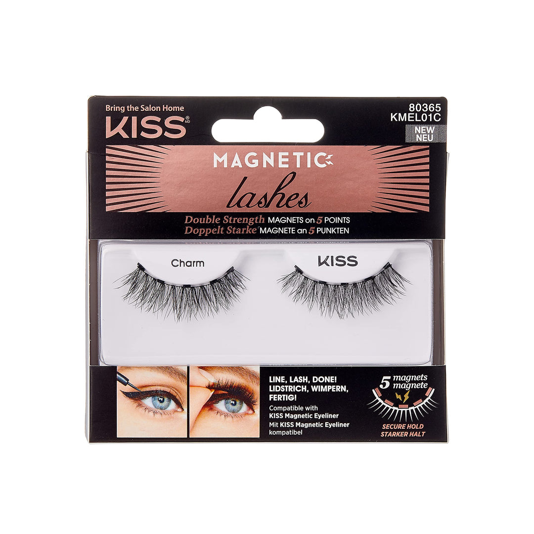 Magnetic False Eyelashes, &#39;Charm&#39;, 12 mm, Includes 1 Pair Of Magnetic Lashes, Contact Lens Friendly, Easy to Apply, Reusable Strip Lashes