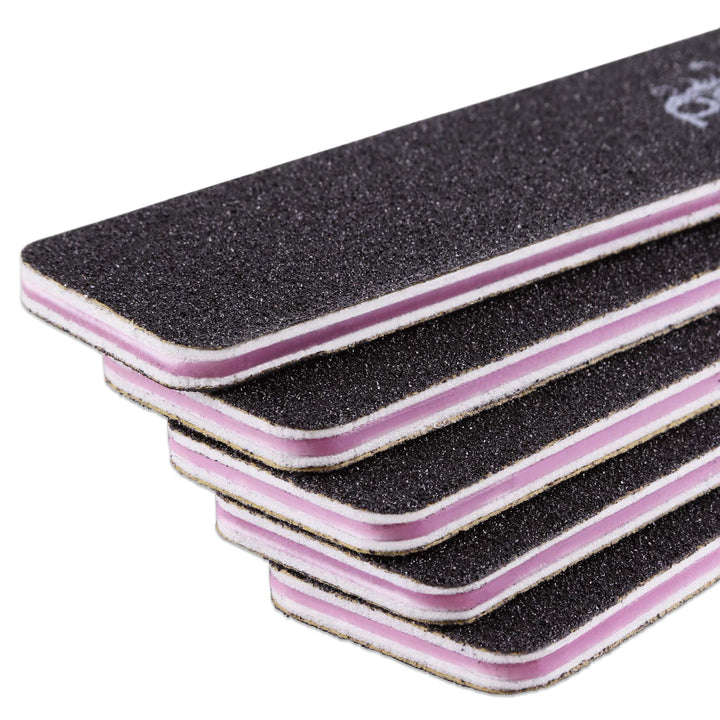 10pcs - PANA Jumbo Double-Sided Emery Nail File for Manicure, Pedicure, Natural, and Acrylic Nails - Black (Grit 100/100)
