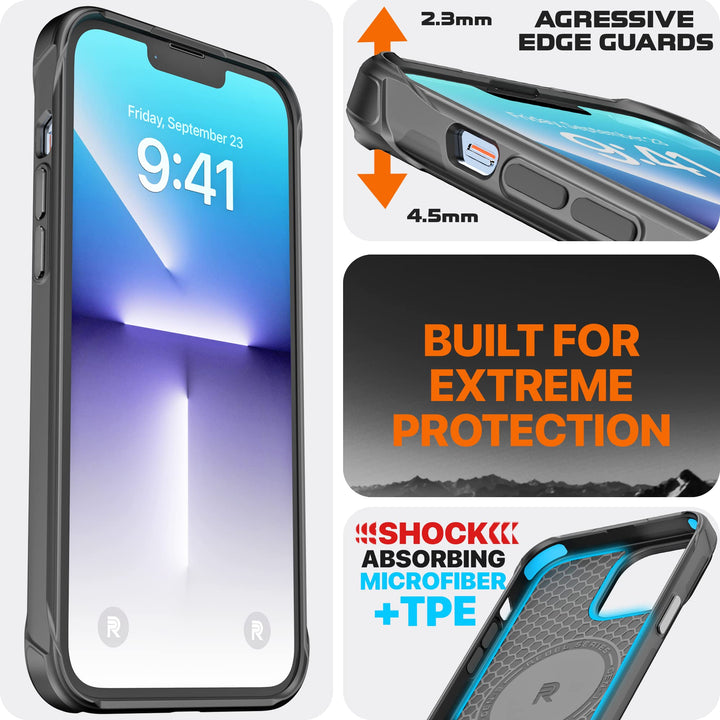Case for iPhone 13 Pro Max [Gen-3 Aramid Fiber] Strong MagSafe Compatible, Protective Shockproof Corners, Premium Metal Buttons, Slim Fit Grip Cover 6.7 Inch Phone 2021 (Black)